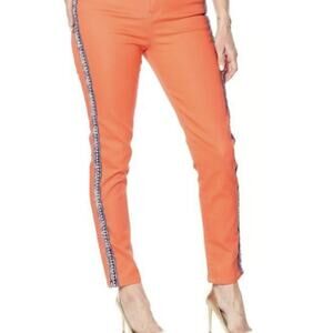 SKU 1628 Diane Gilman DG2 Stretch Boucle Stripe Skinny Jean Strawberry 22WP